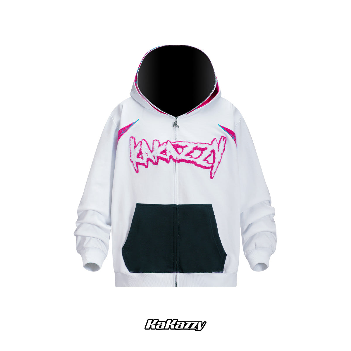 Kakazzy Full Zip Double Hoodie White（Eyes Can See）