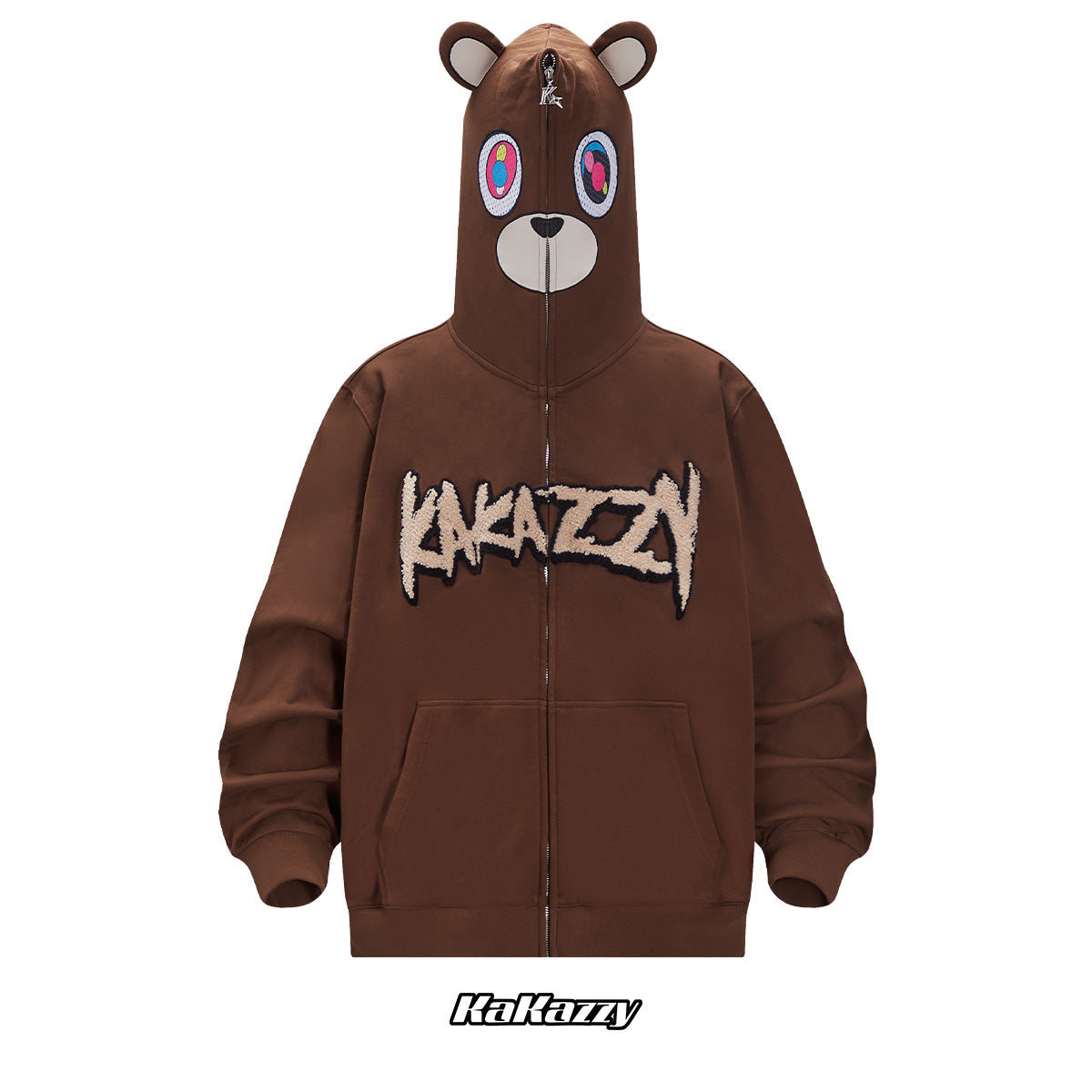 Kakazzy Full Zip Hoodie Brown（Eyes Can See） – kakazzy