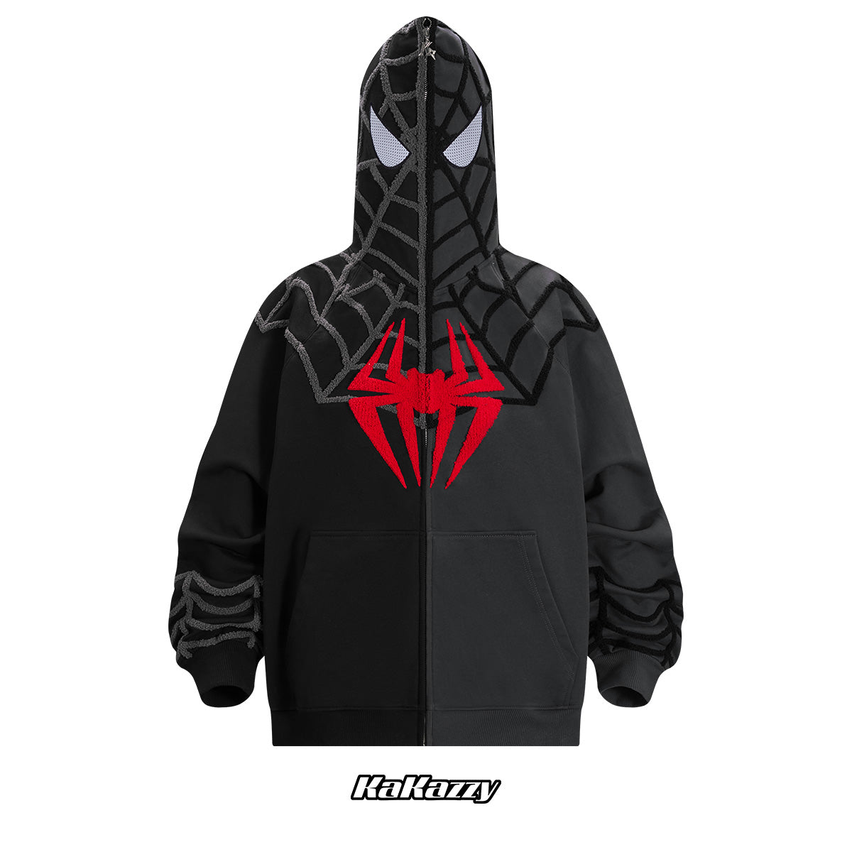 Kakazzy Full Zip Hoodie Black And DarkGray（Eyes Can See）