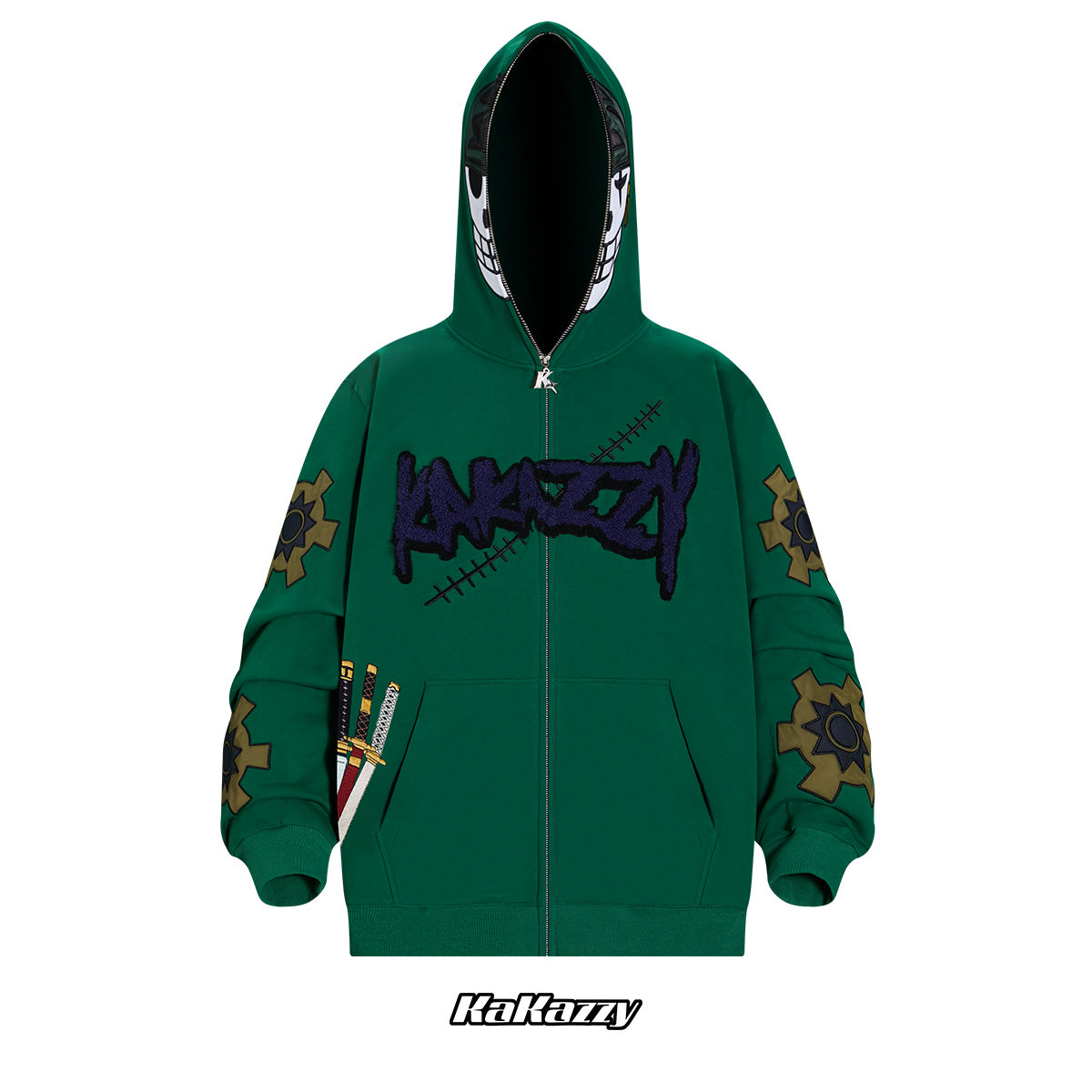 Kakazzy Full Zip Hoodie Green（Eyes Can See） – kakazzy