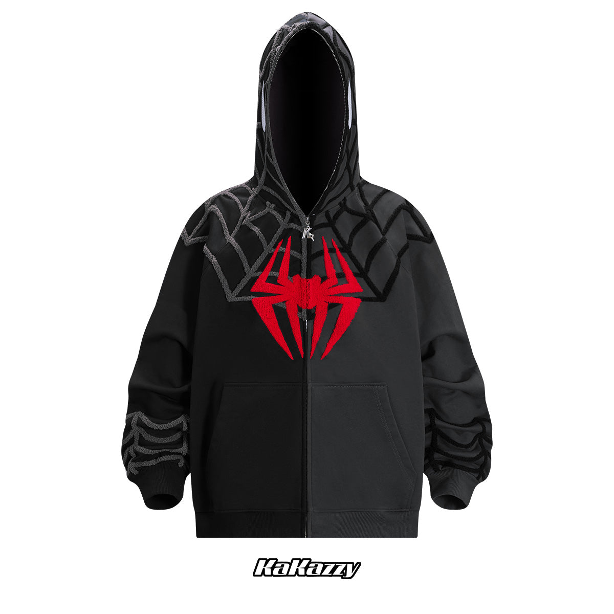 Kakazzy Full Zip Hoodie Black And DarkGray（Eyes Can See）