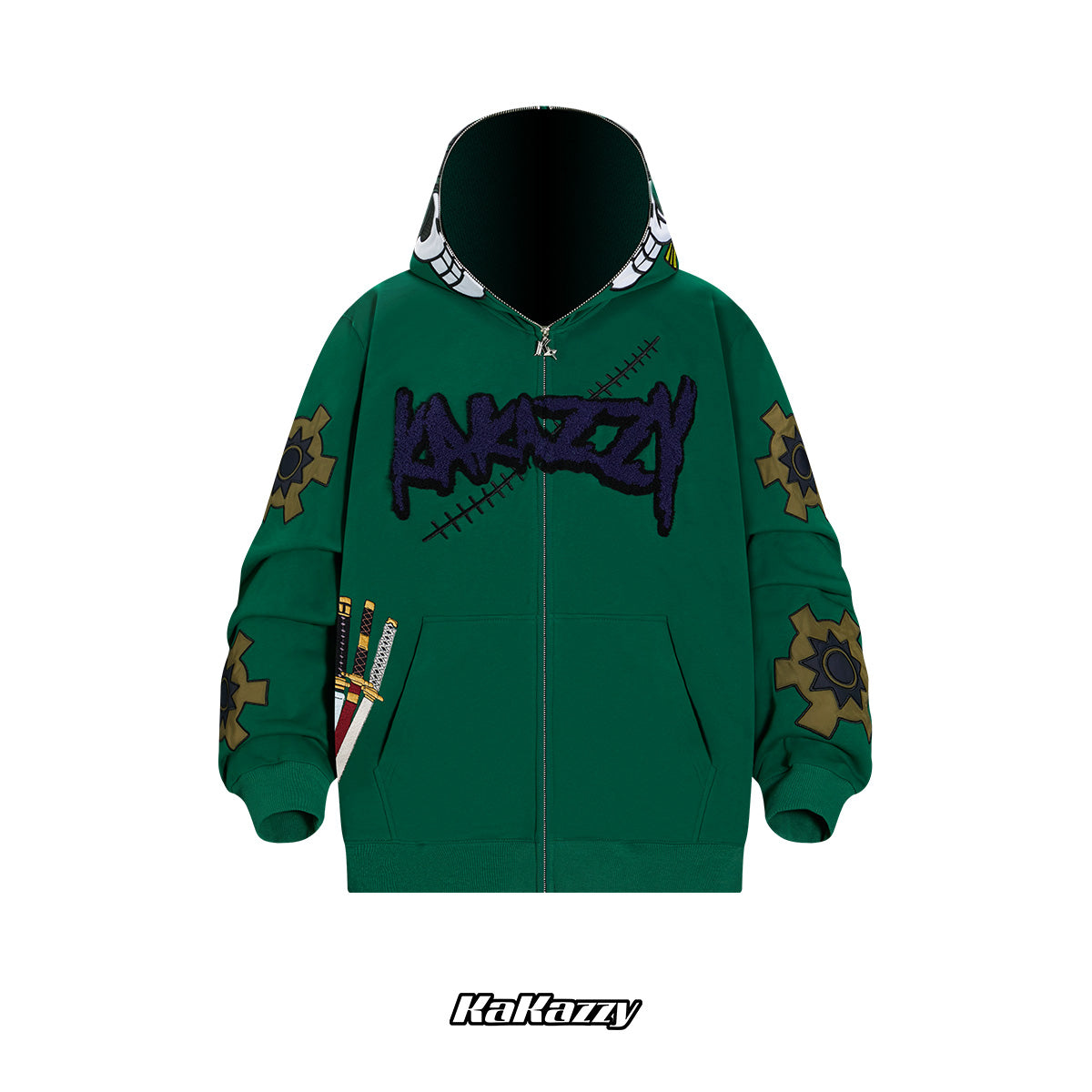 Kakazzy Full Zip Hoodie Green（Eyes Can See） – kakazzy