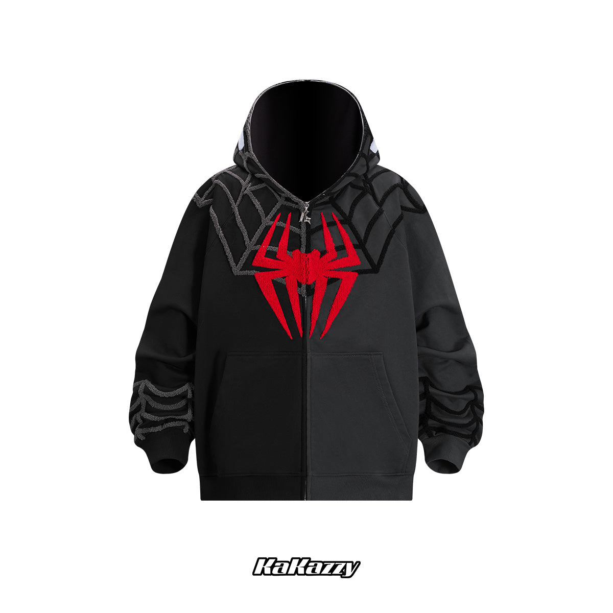 Kakazzy Full Zip Hoodie Black And DarkGray（Eyes Can See）